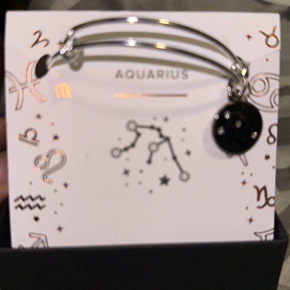 Aquarius Zodiac Charm Bangle - Picture 3 of 3